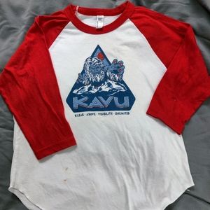 Boys KAVU baseball red white raglan t shirt yeti graphic size 8